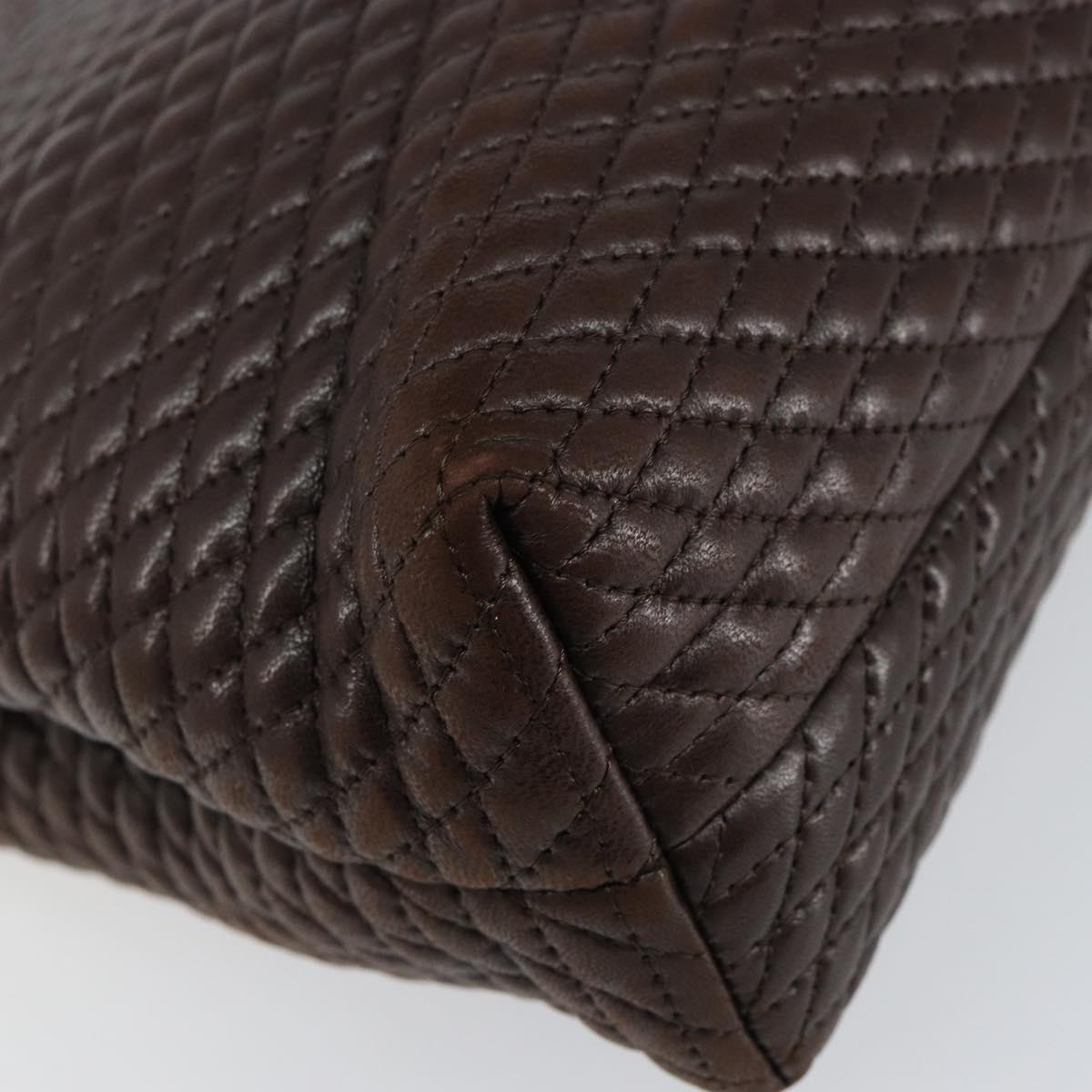 BALLY Hand Bag Leather Brown Gold Auth BA7019