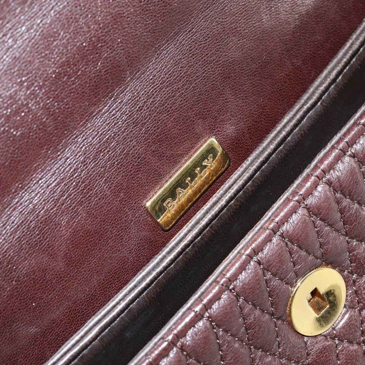BALLY Hand Bag Leather Brown Gold Auth BA7019