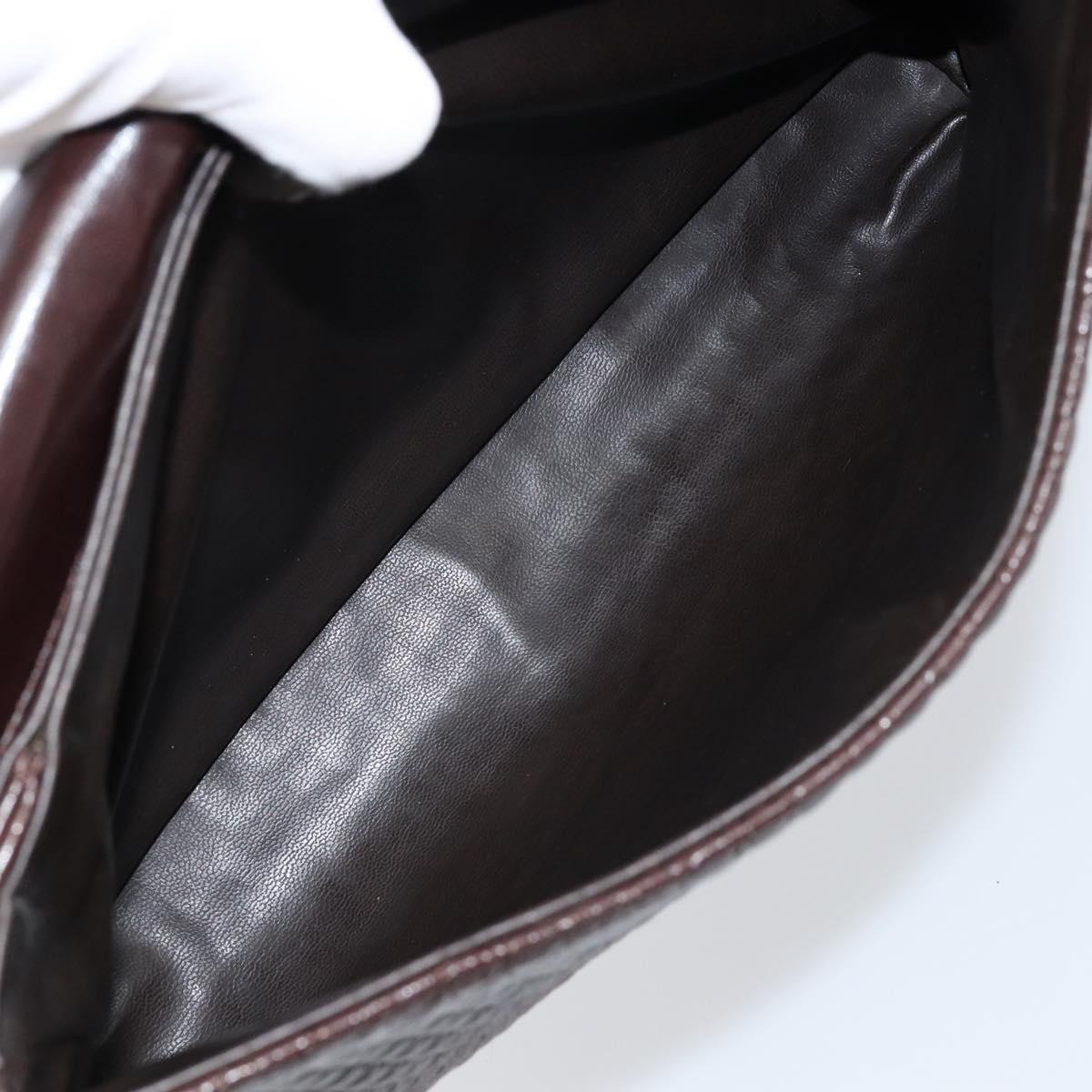 BALLY Hand Bag Leather Brown Gold Auth BA7019