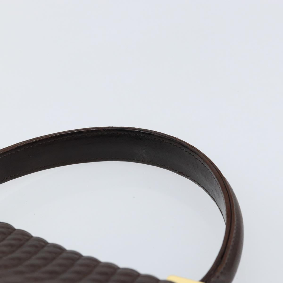 BALLY Hand Bag Leather Brown Gold Auth BA7019