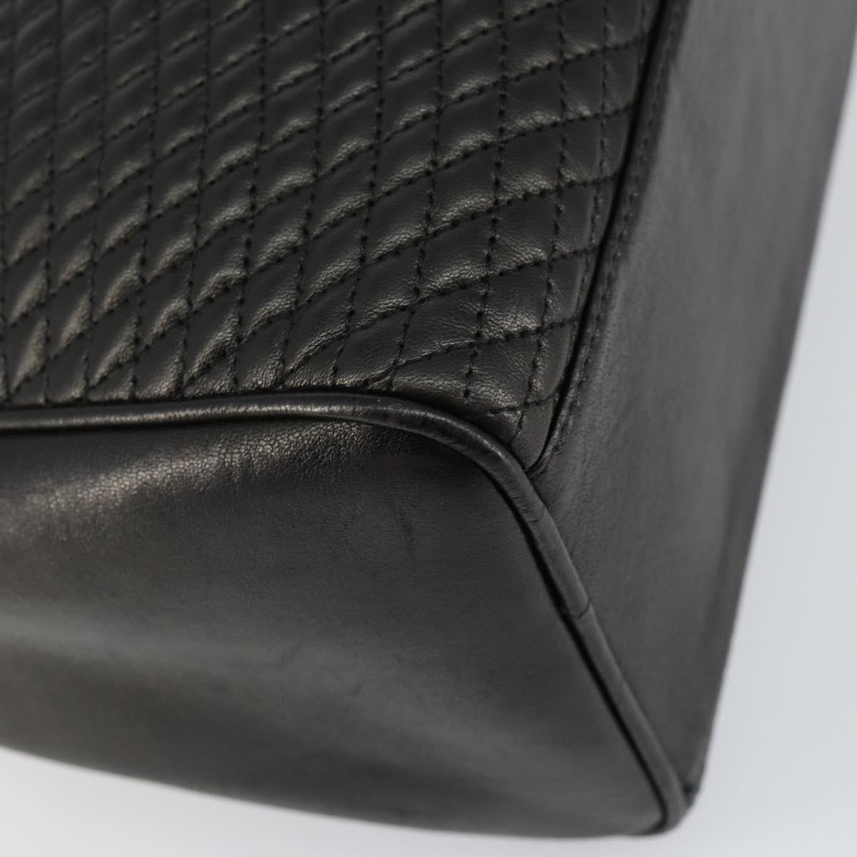 BALLY Hand Bag Leather Black Gold Auth BA7020