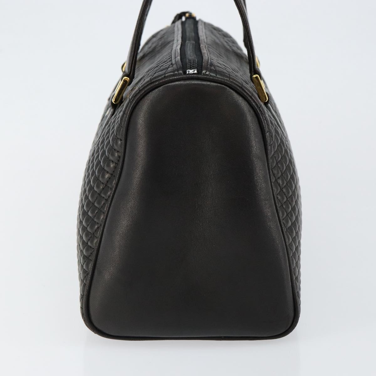 BALLY Hand Bag Leather Black Gold Auth BA7020