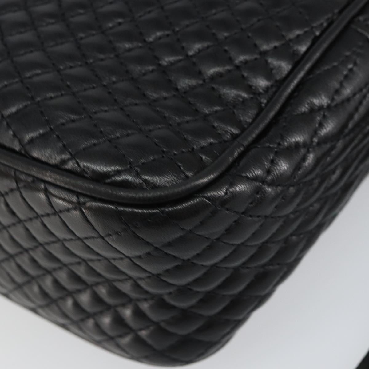 BALLY Chain Shoulder Bag Leather Black Gold Auth BA7021