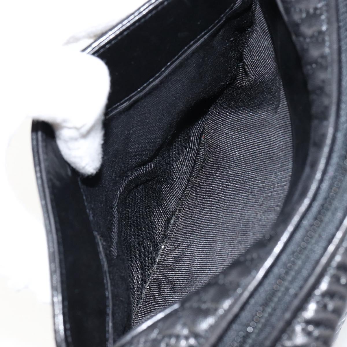 BALLY Chain Shoulder Bag Leather Black Gold Auth BA7021