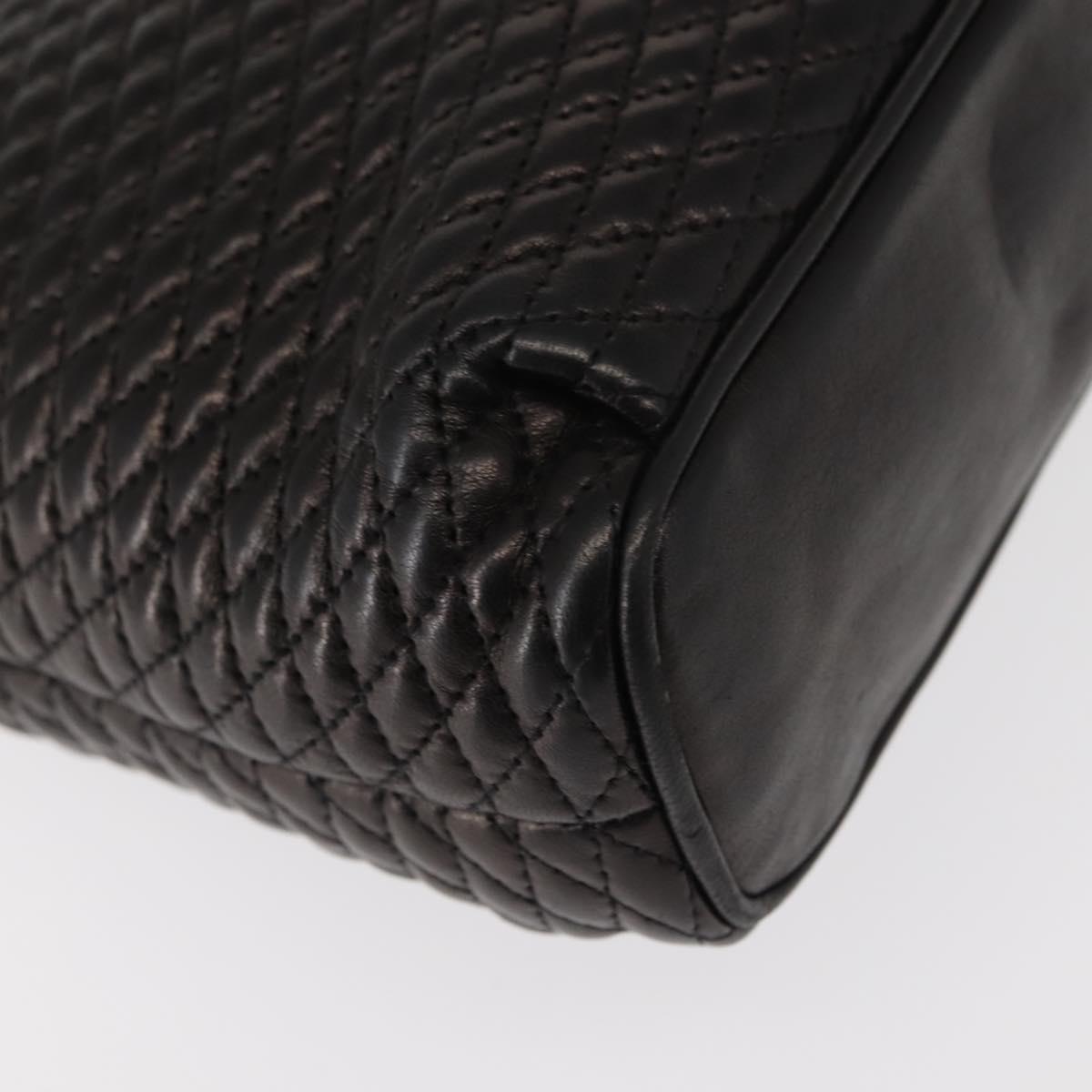 BALLY Chain Tote Bag Leather Black Gold Auth BA7022