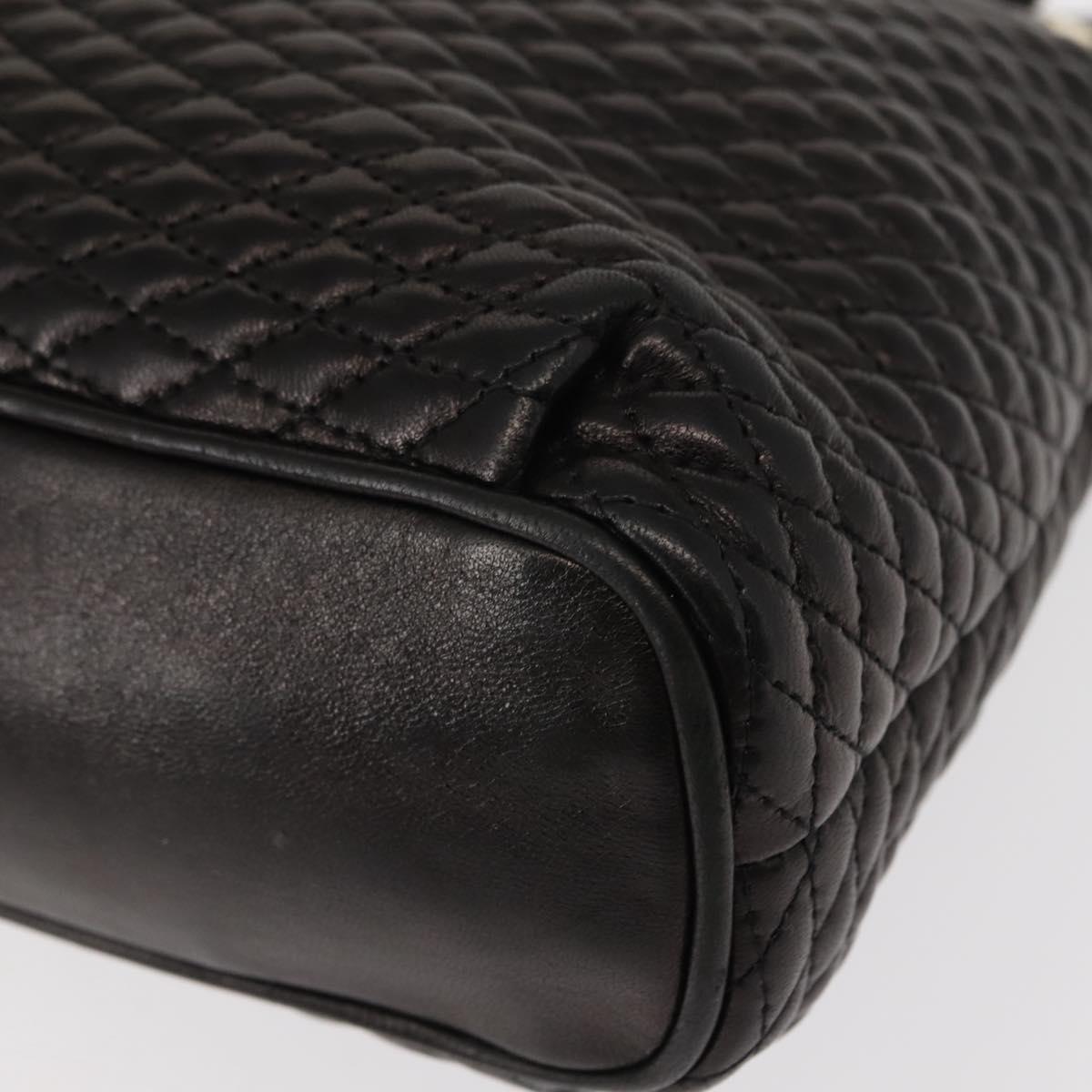 BALLY Chain Tote Bag Leather Black Gold Auth BA7022