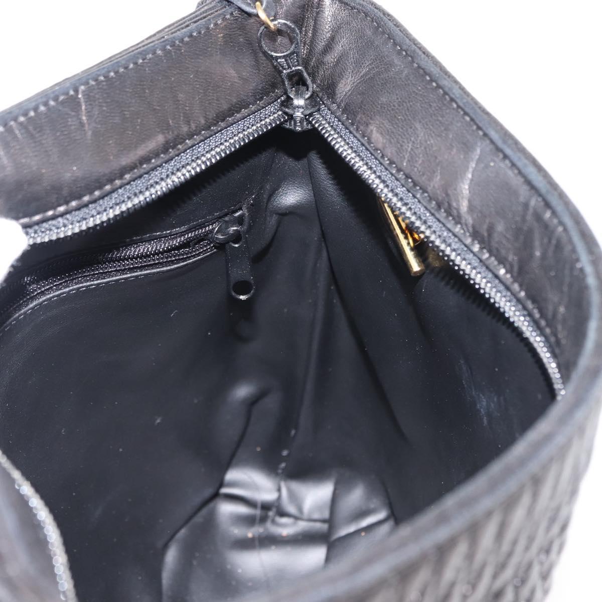 BALLY Chain Tote Bag Leather Black Gold Auth BA7022