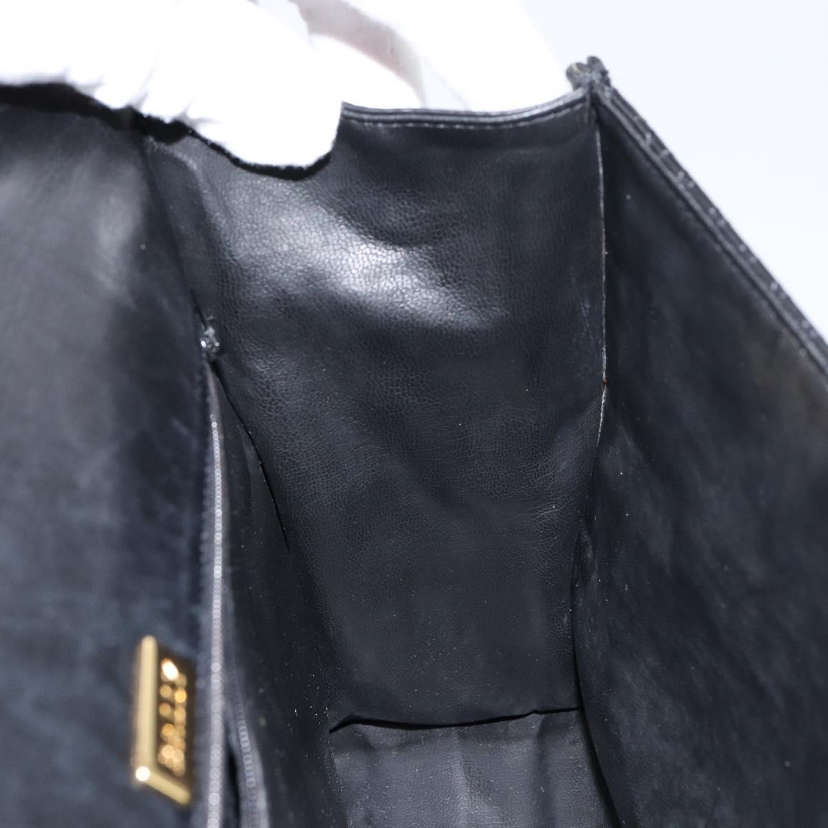 BALLY Hand Bag Leather Black Gold Auth BA7023