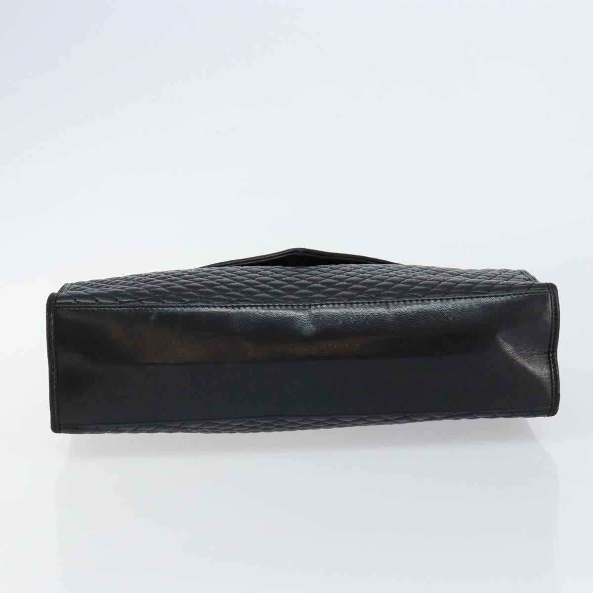 BALLY Hand Bag Leather Black Gold Auth BA7023