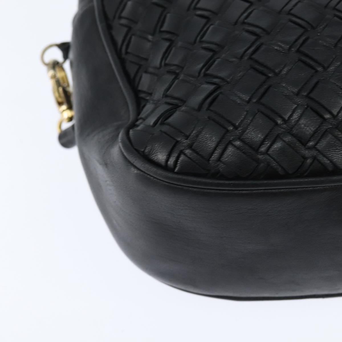 BALLY Hand Bag Leather 2way Black Gold Auth BA7024