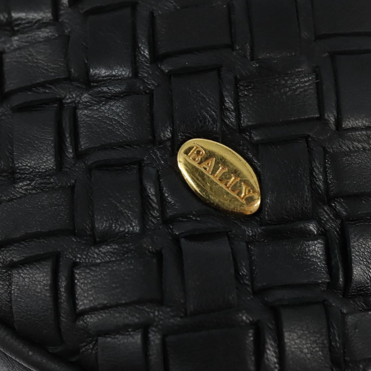 BALLY Hand Bag Leather 2way Black Gold Auth BA7024