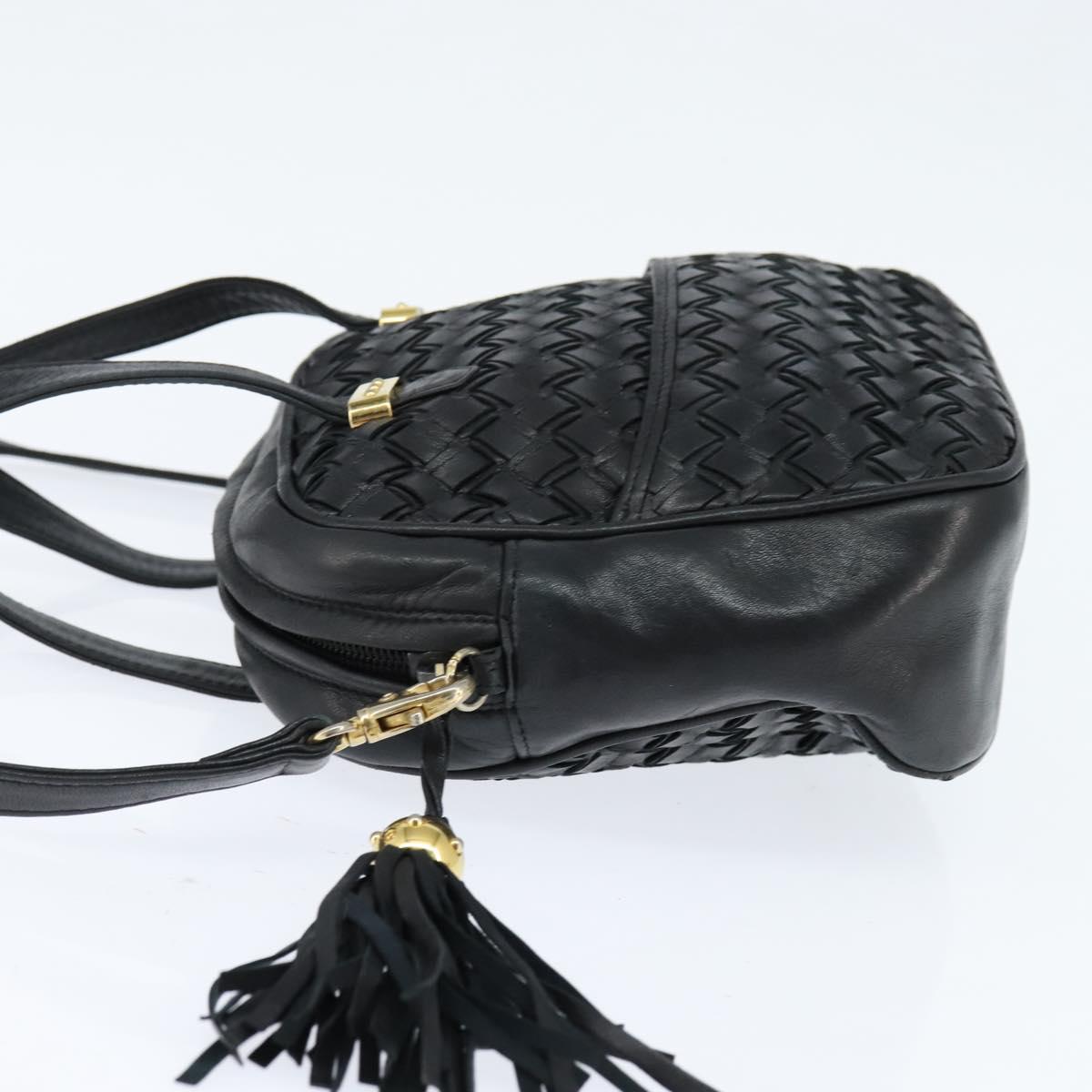 BALLY Hand Bag Leather 2way Black Gold Auth BA7024