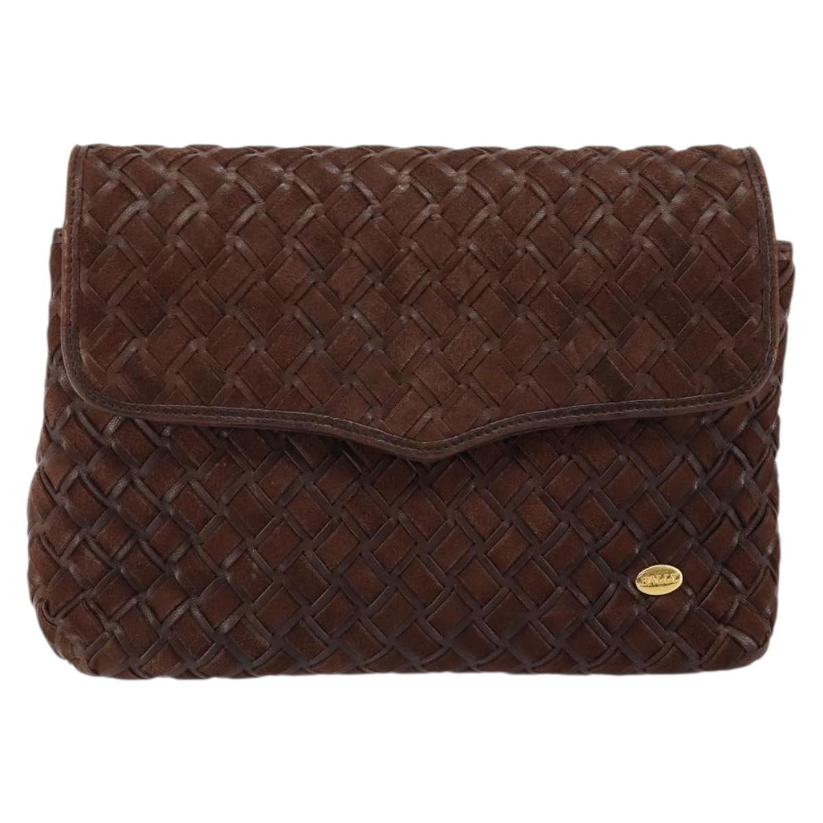 BALLY Shoulder Bag Leather Brown Gold Auth BA7025