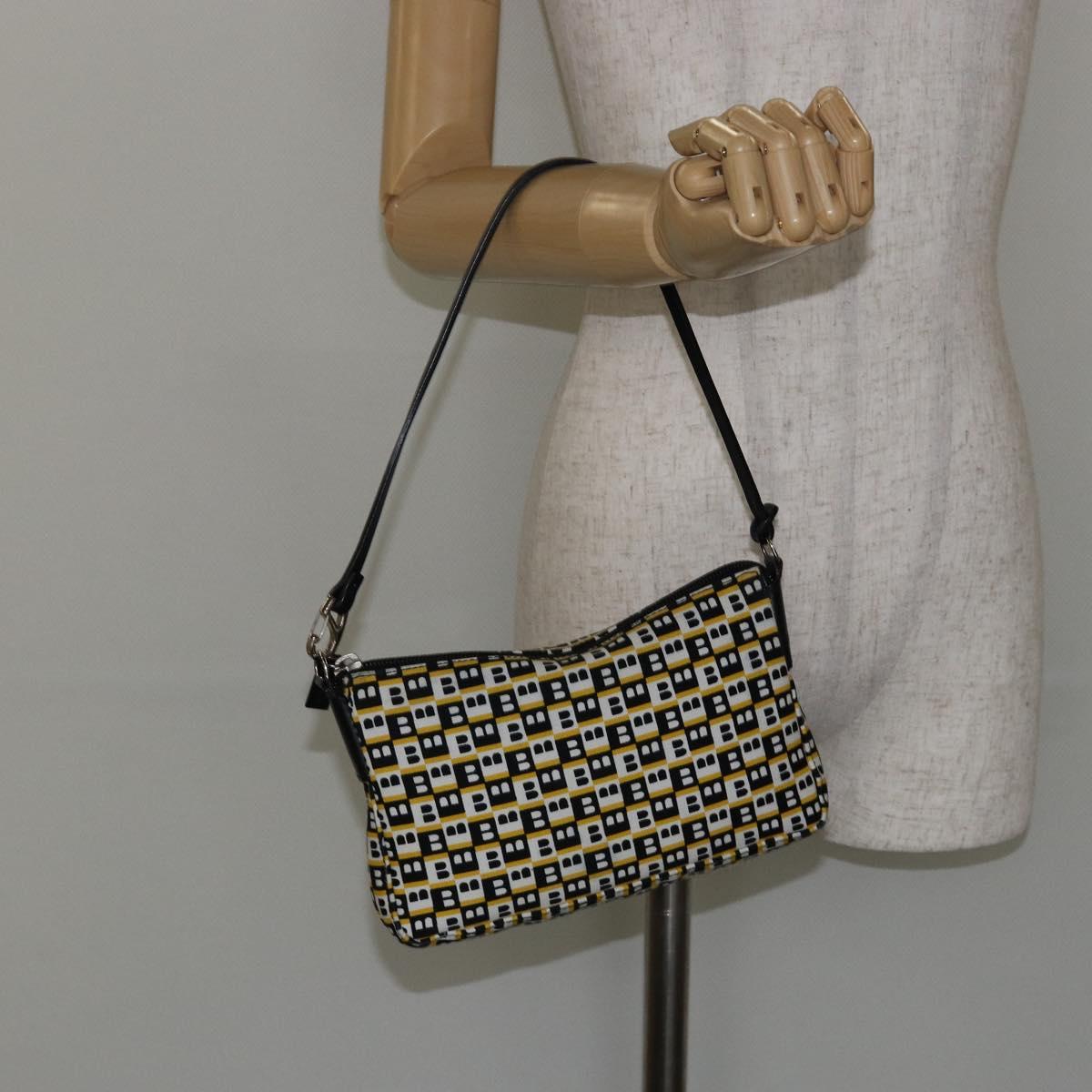 BALLY Hand Bag Canvas Black Auth BA7026