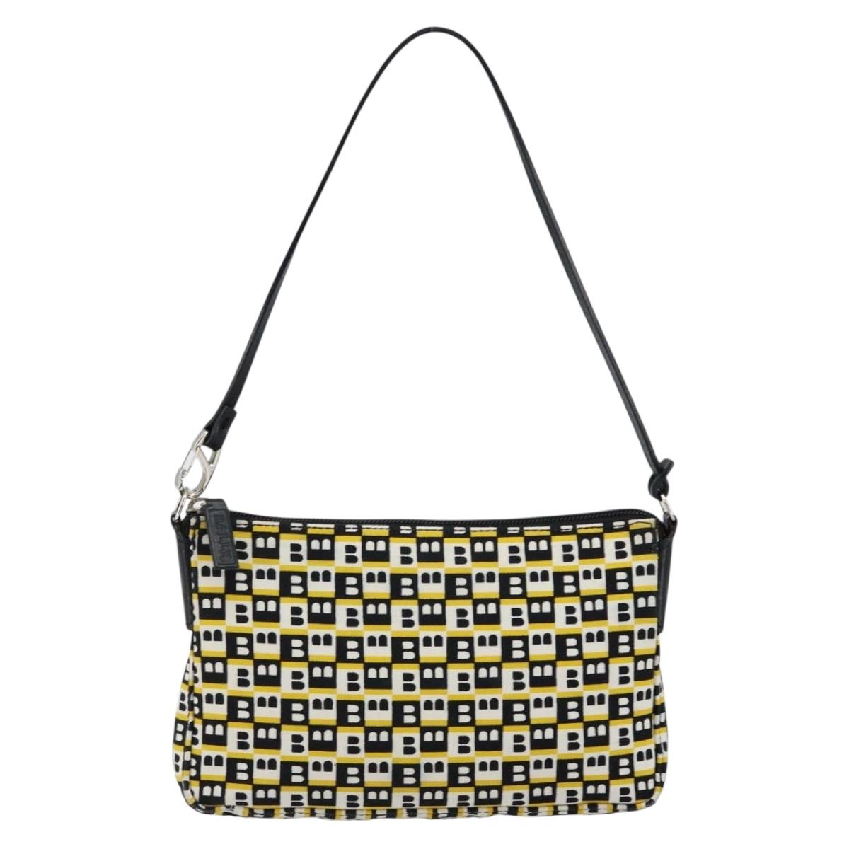 BALLY Hand Bag Canvas Black Auth BA7026