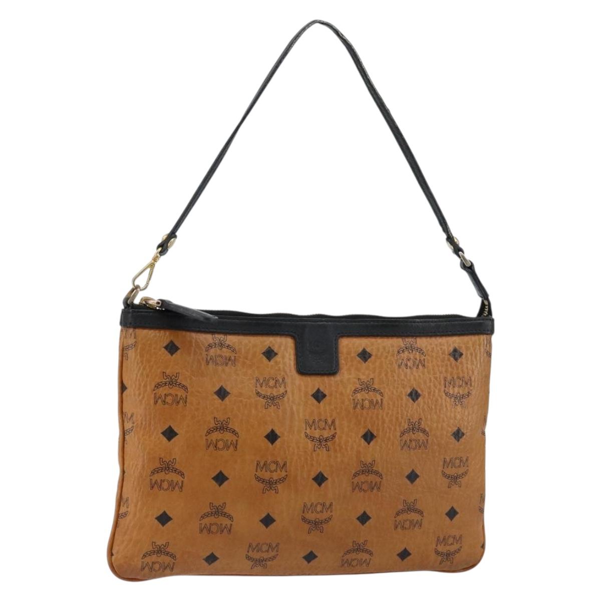 MCM Logogram Vicetos Shoulder Bag PVC Leather Brown Gold Auth BA7029