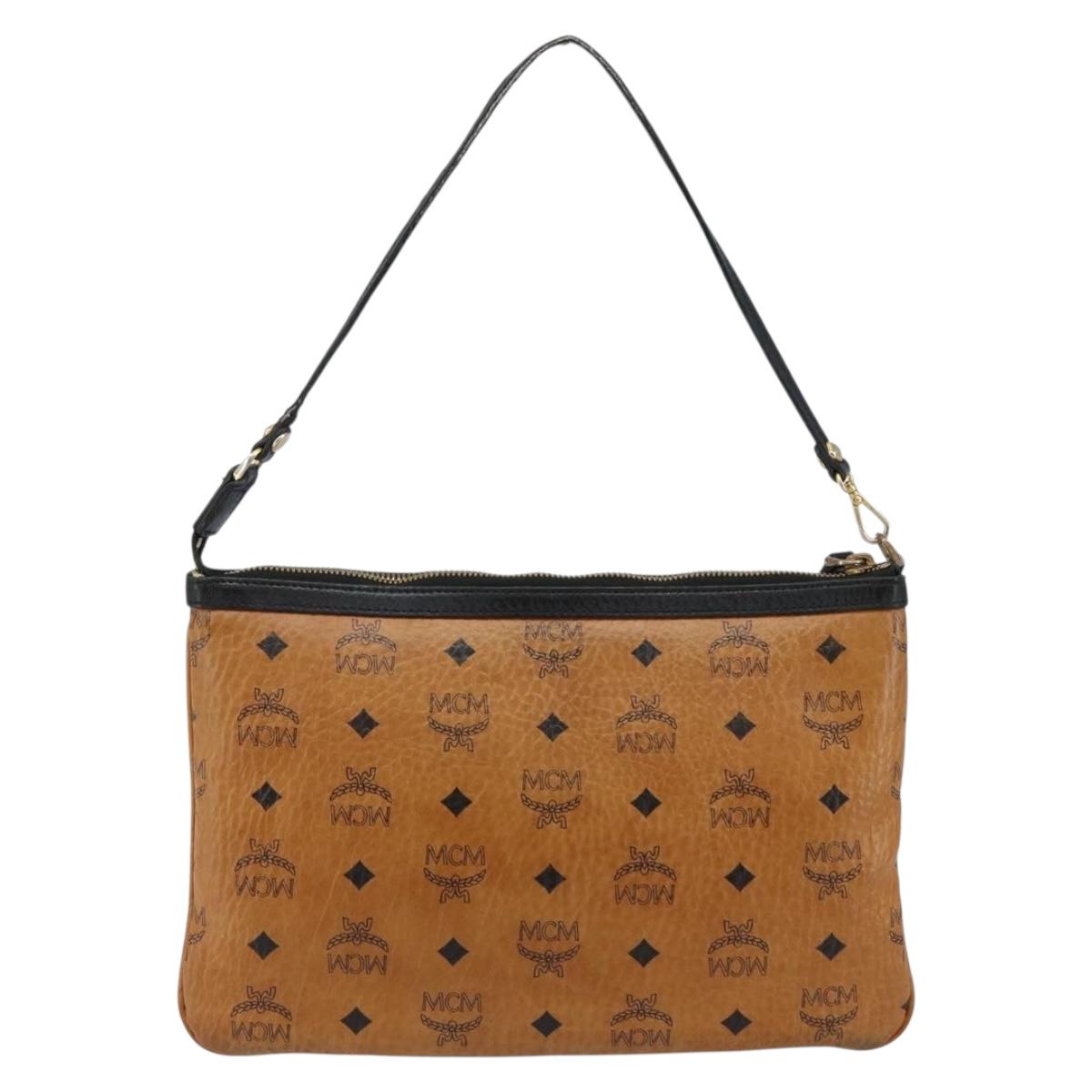 MCM Logogram Vicetos Shoulder Bag PVC Leather Brown Gold Auth BA7029