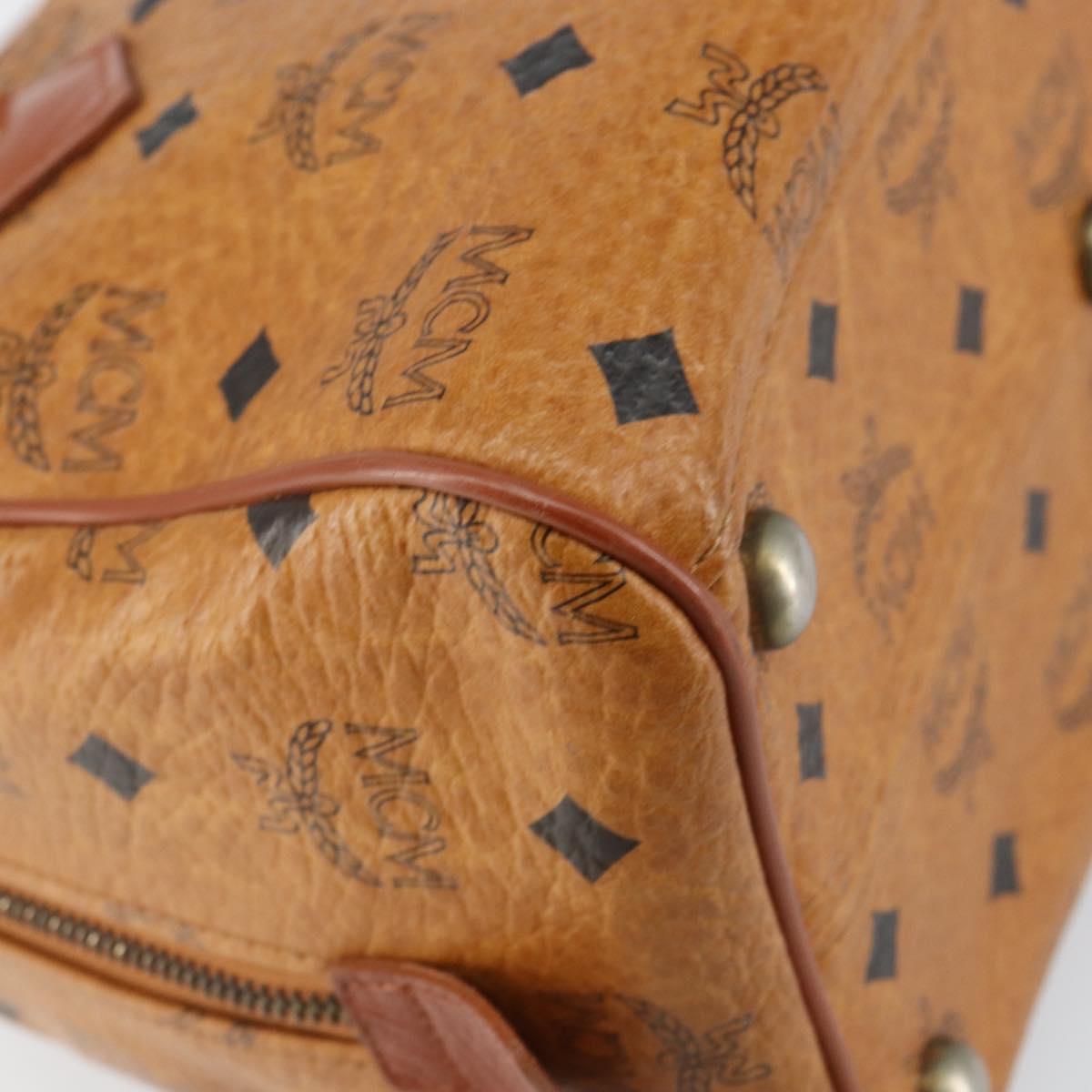 MCM Vicetos Logogram Hand Bag PVC Brown Gold Auth BA7030