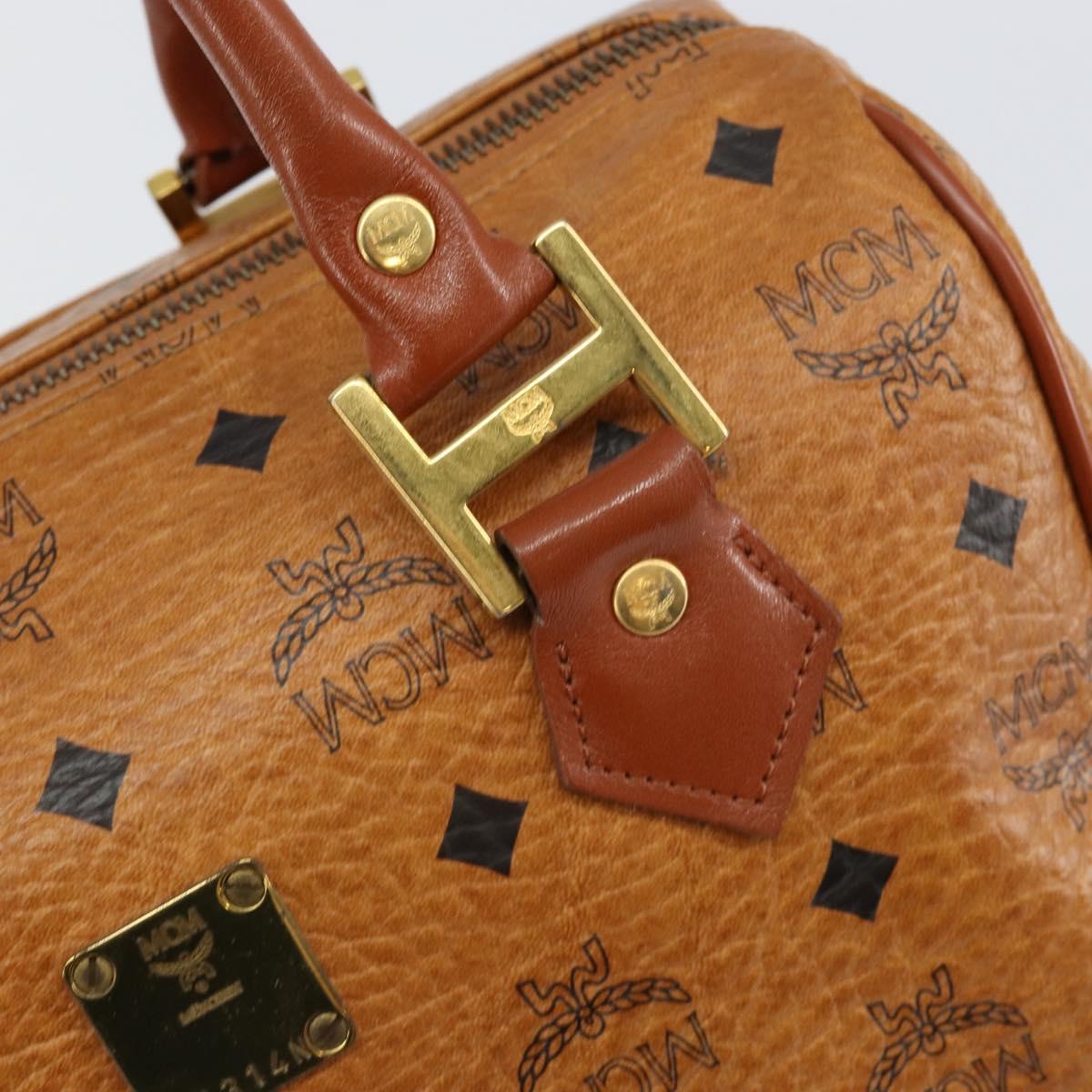 MCM Vicetos Logogram Hand Bag PVC Brown Gold Auth BA7030