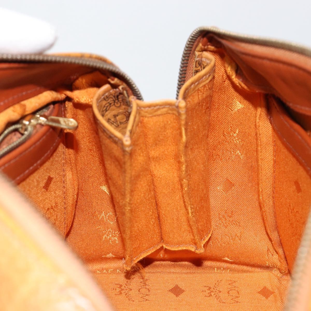 MCM Vicetos Logogram Hand Bag PVC Brown Gold Auth BA7030