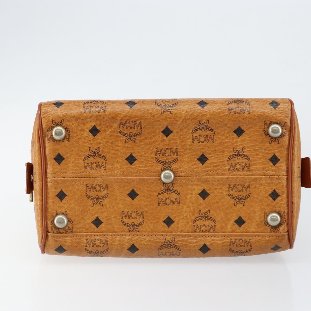 MCM Vicetos Logogram Hand Bag PVC Brown Gold Auth BA7030