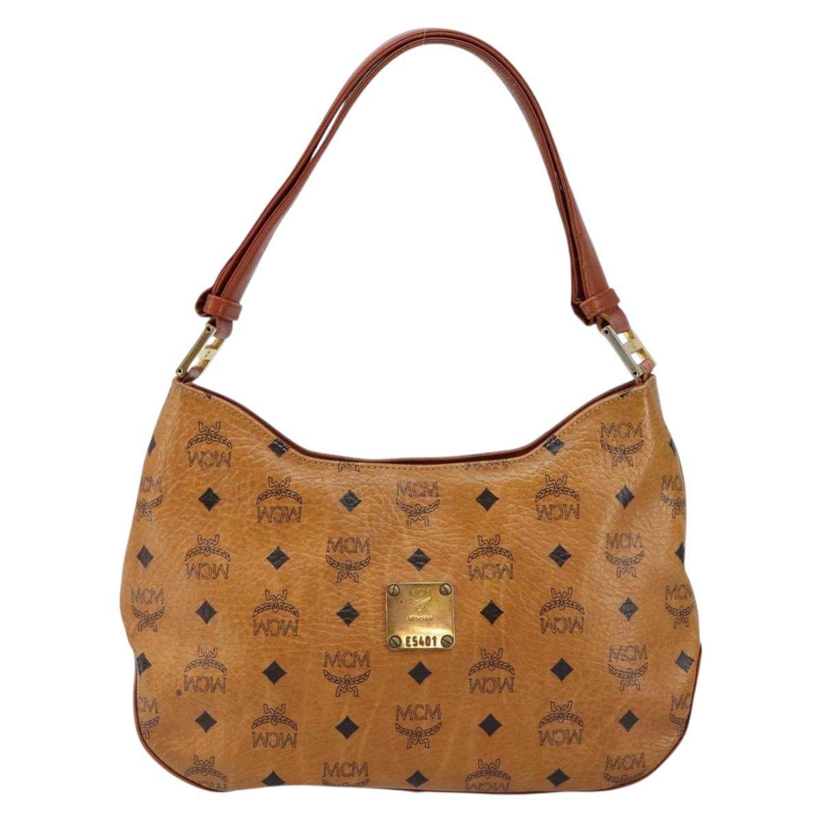 MCM Logogram Vicetos Shoulder Bag PVC Leather Brown Gold Auth BA7031