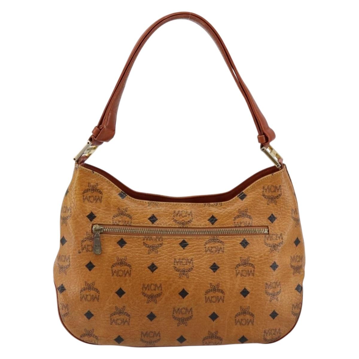 MCM Logogram Vicetos Shoulder Bag PVC Leather Brown Gold Auth BA7031