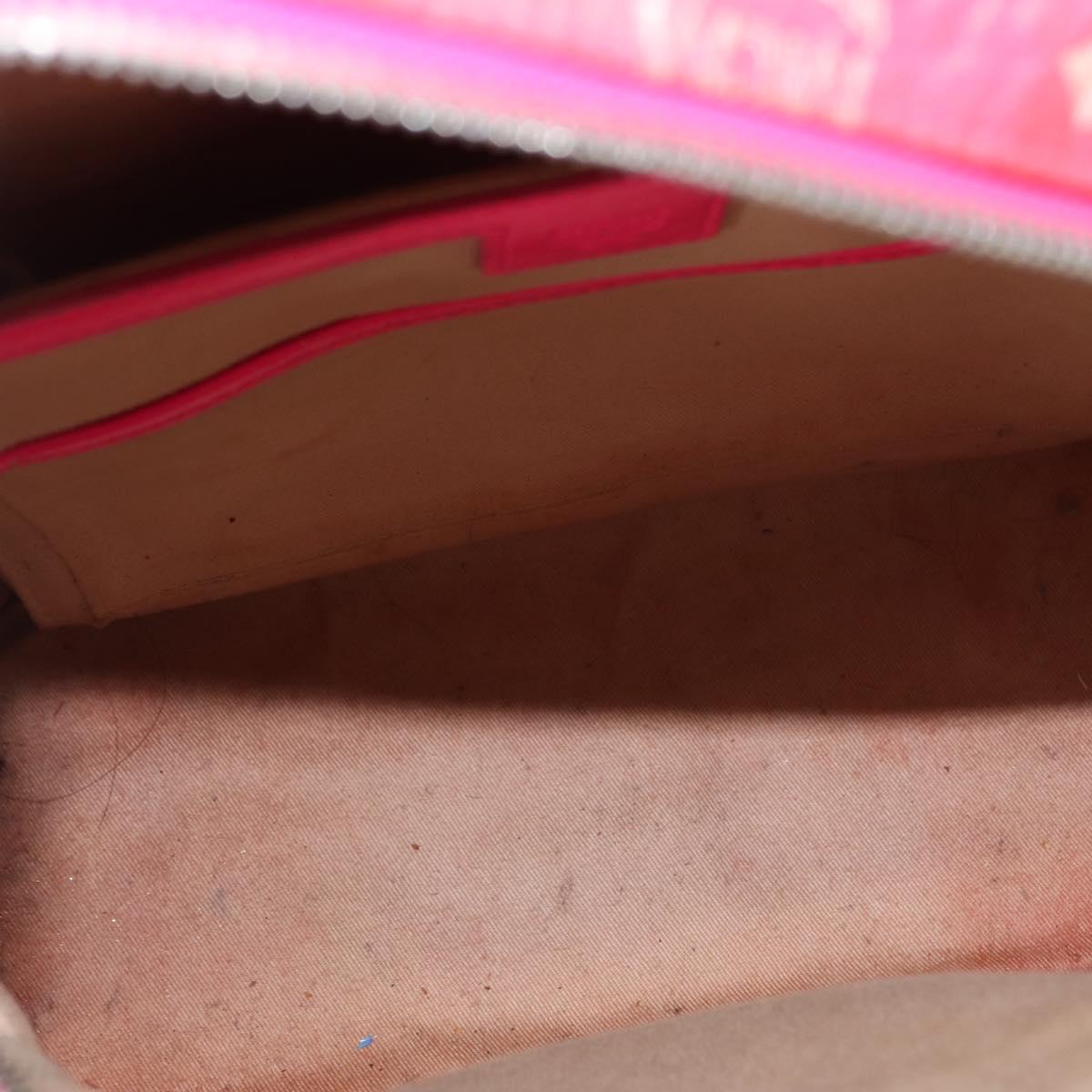 MCM Vicetos Logogram Backpack PVC Leather Pink Gold Auth BA7032