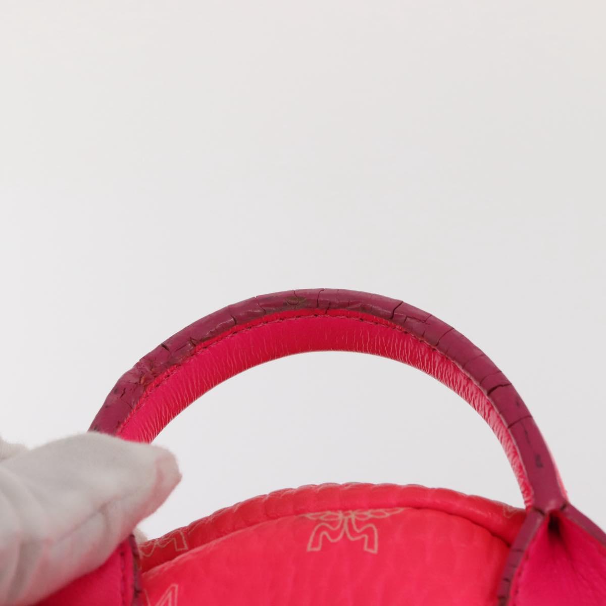 MCM Vicetos Logogram Backpack PVC Leather Pink Gold Auth BA7032