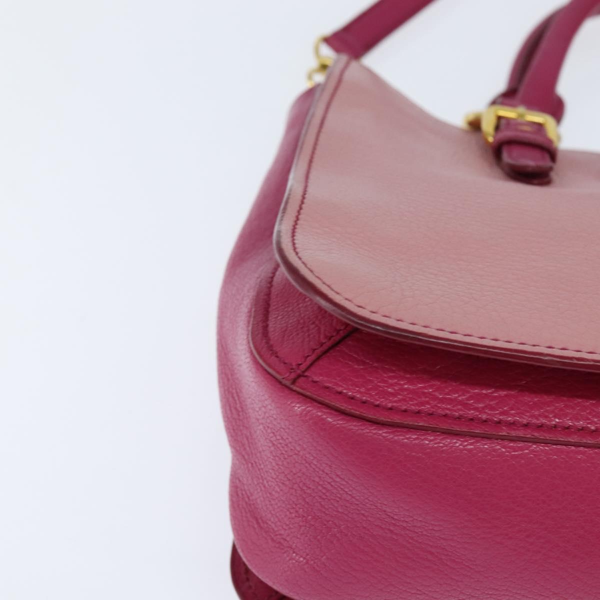 Miu Miu Madras Hand Bag Leather 2way Pink Gold Auth BA7035