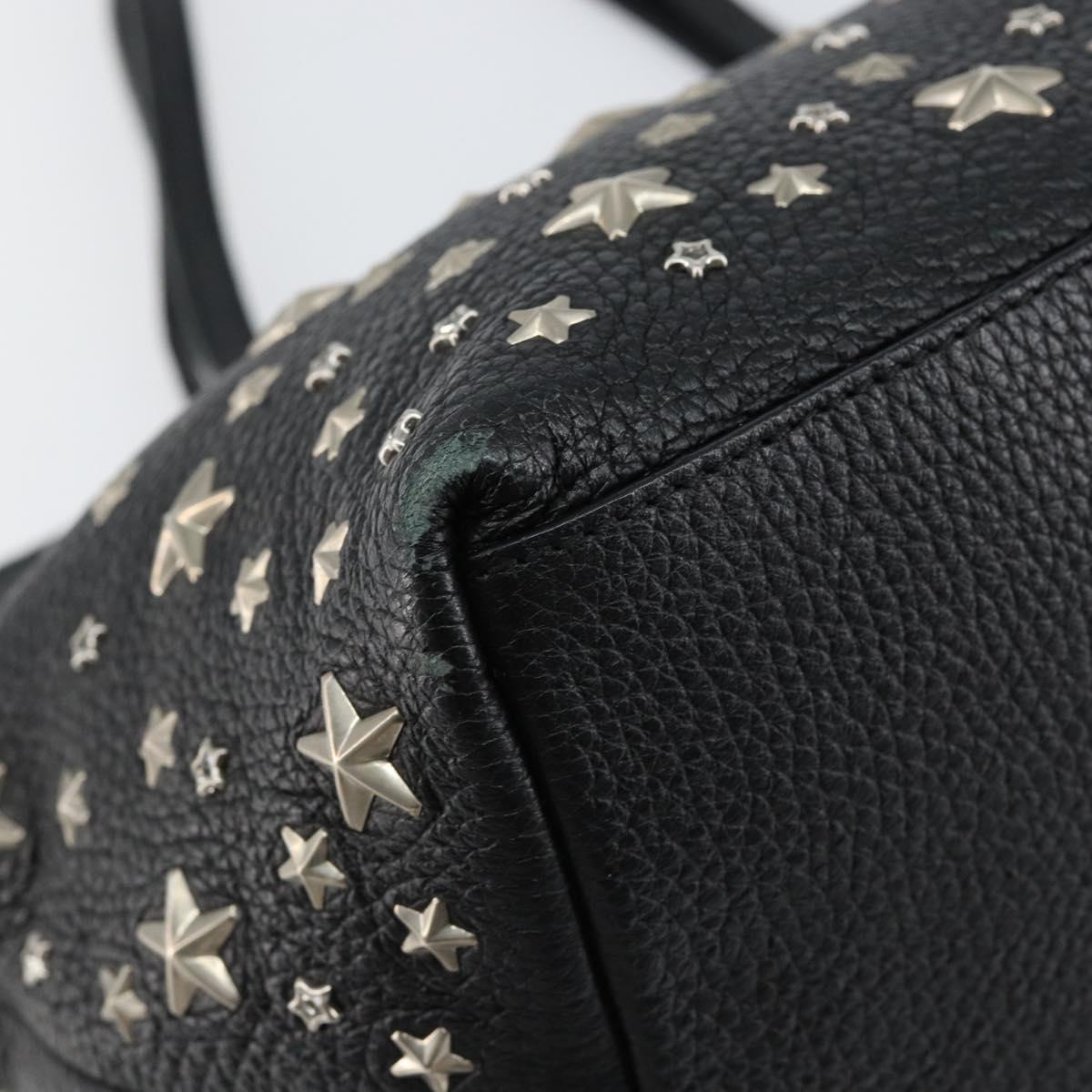 Jimmy Choo Studs Tote Bag Leather Black Silver Auth BA7036