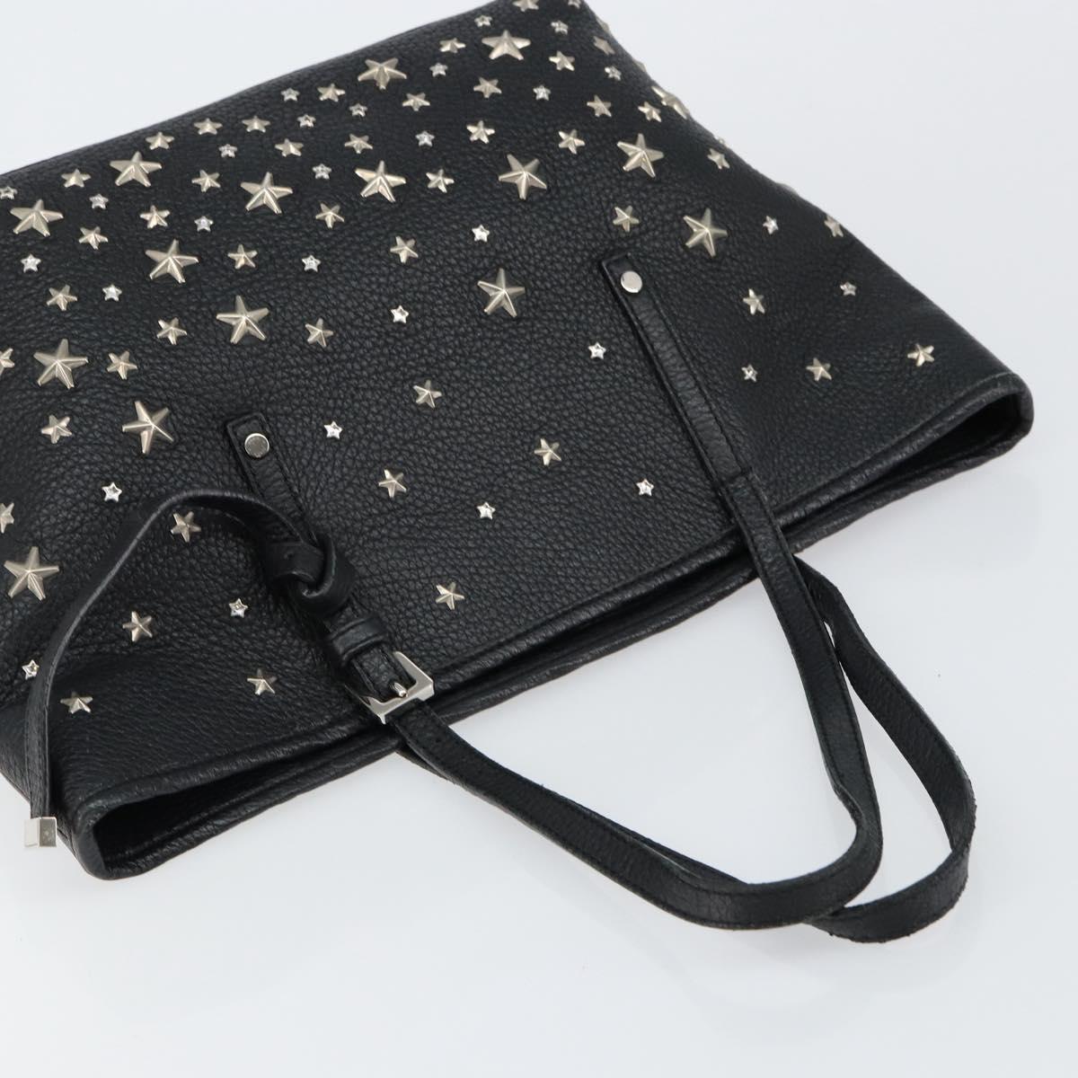 Jimmy Choo Studs Tote Bag Leather Black Silver Auth BA7036