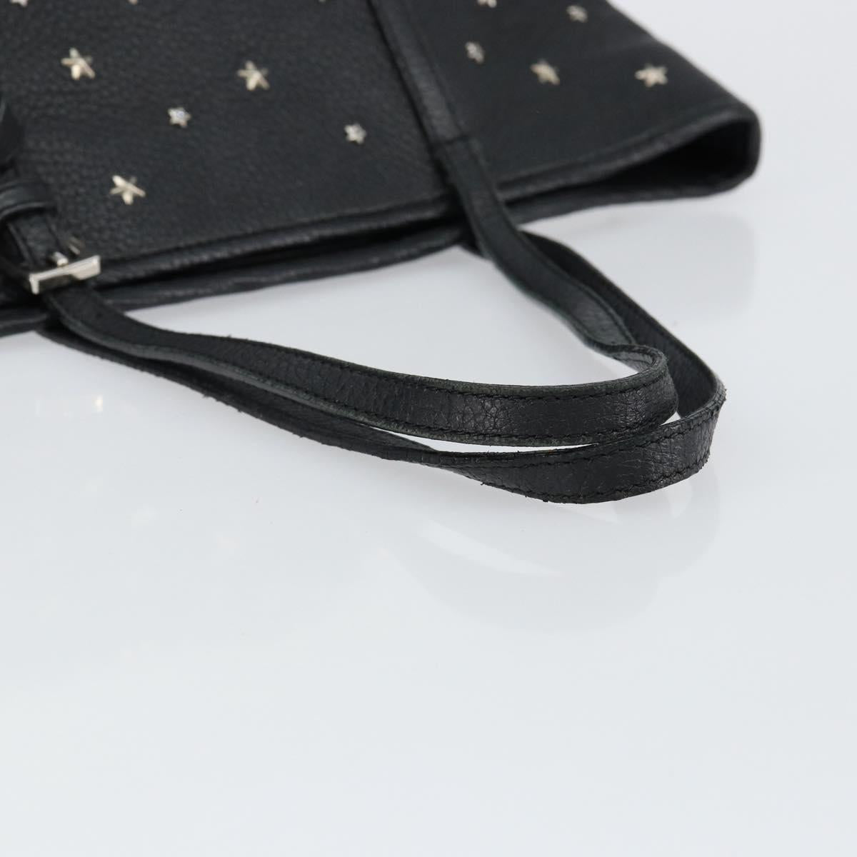 Jimmy Choo Studs Tote Bag Leather Black Silver Auth BA7036