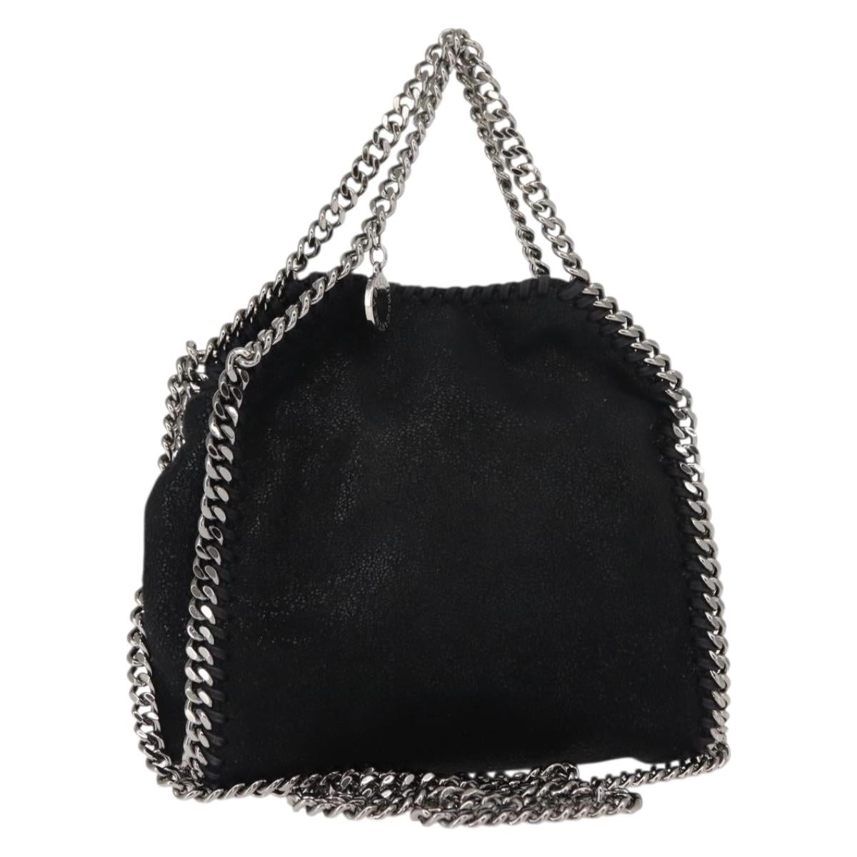 Stella MacCartney Falabella Chain Bag Suede Black Silver 391698 Auth BA7038