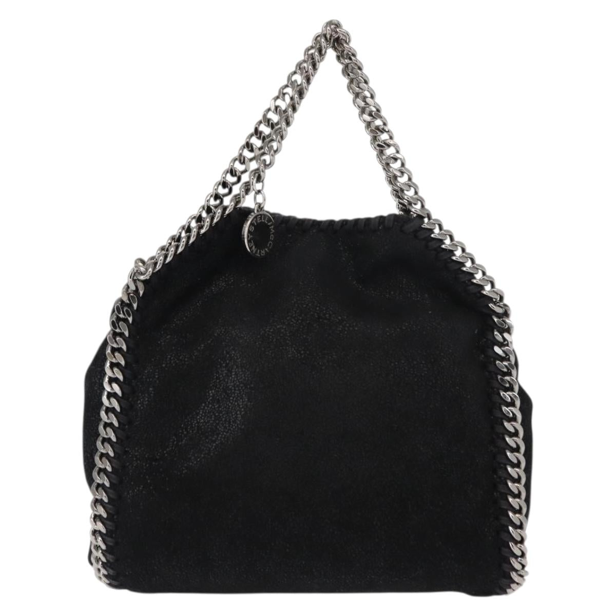 Stella MacCartney Falabella Chain Bag Suede Black Silver 391698 Auth BA7038