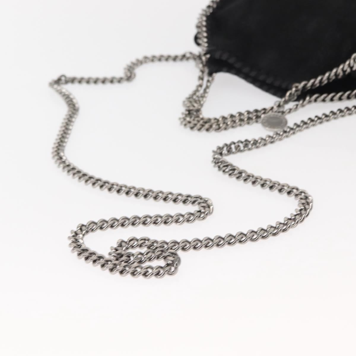 Stella MacCartney Falabella Chain Bag Suede Black Silver 391698 Auth BA7038