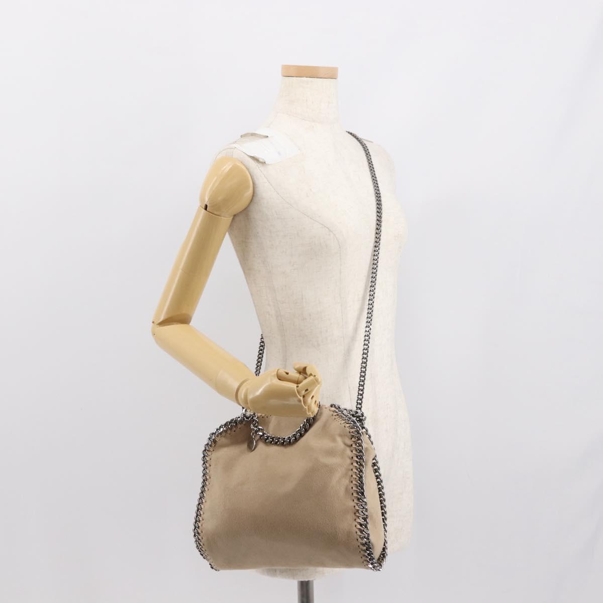 Stella MacCartney Falabella Chain Bag polyester Beige Silver 371223 Auth BA7041