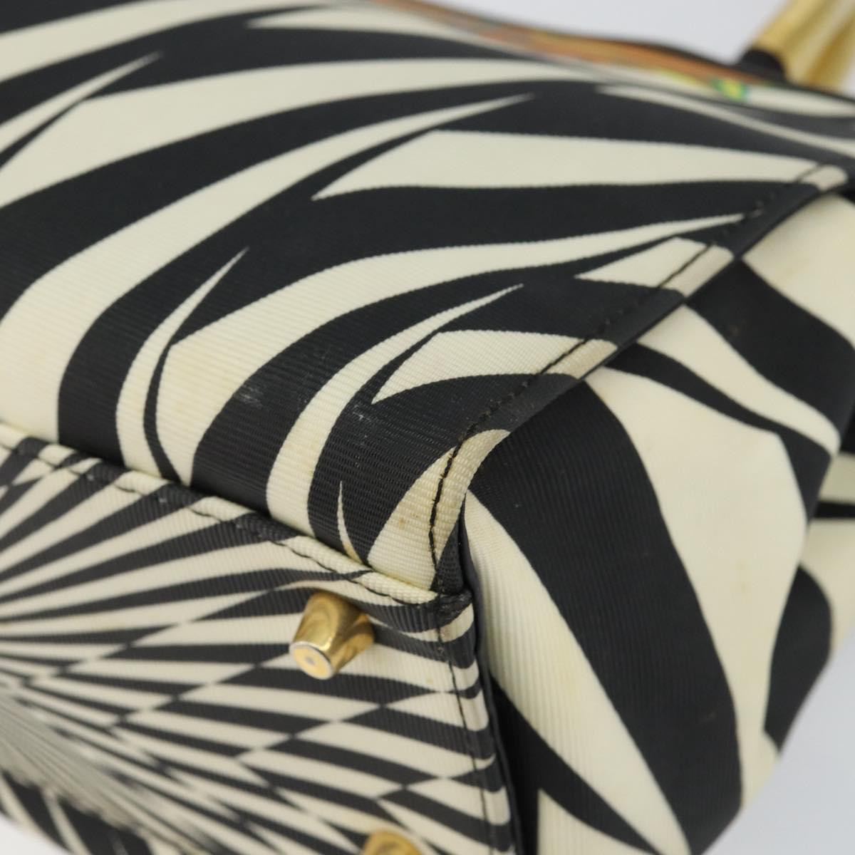 Gianni Versace Hand Bag Canvas PVC Black Gold Auth BA7043