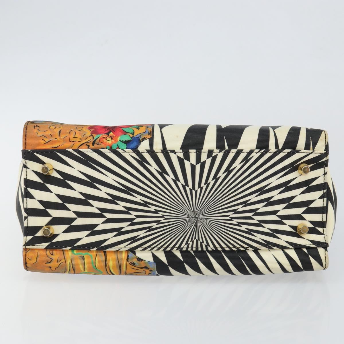 Gianni Versace Hand Bag Canvas PVC Black Gold Auth BA7043