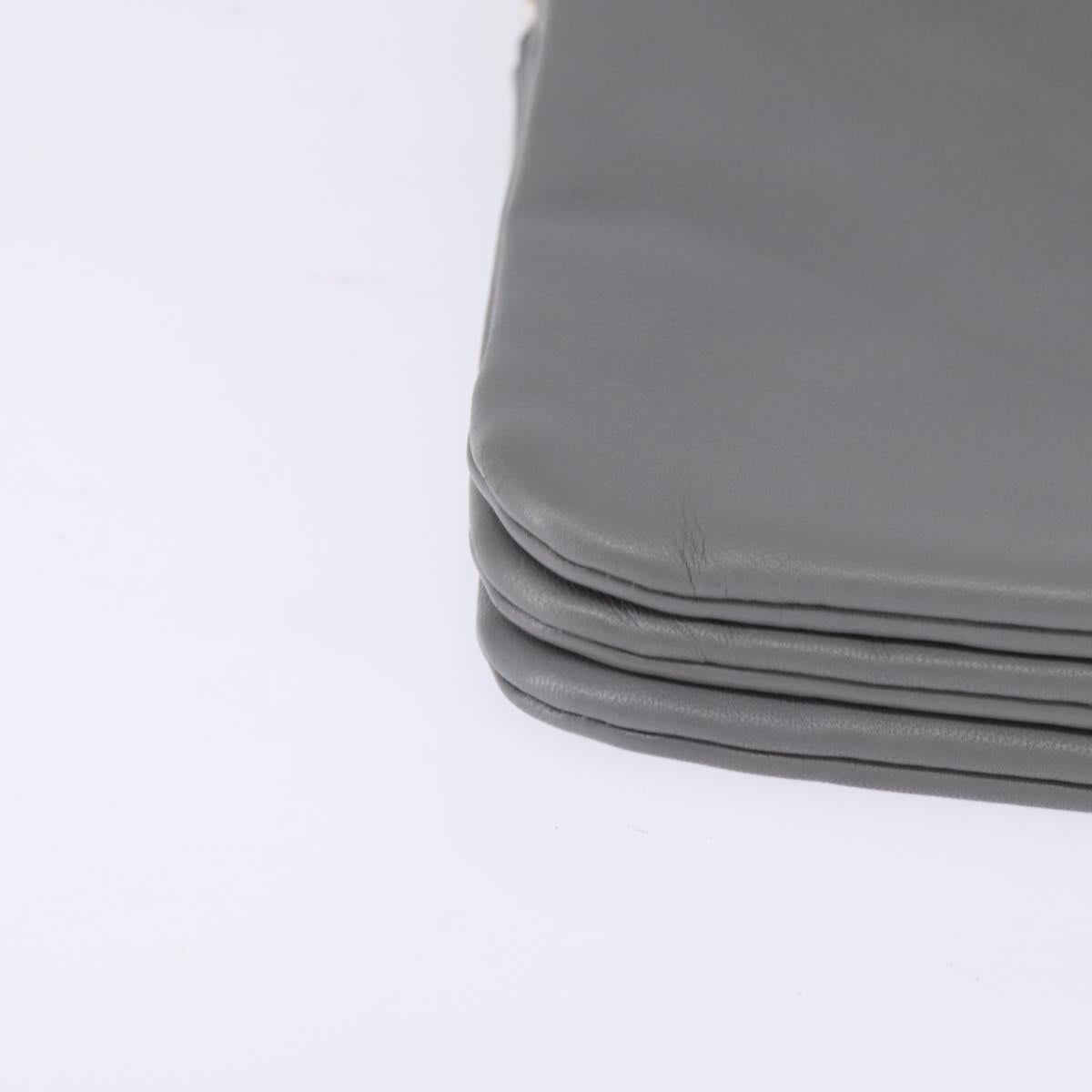 CELINE Trios Mall Shoulder Bag Leather Gray Gold Auth BA7046