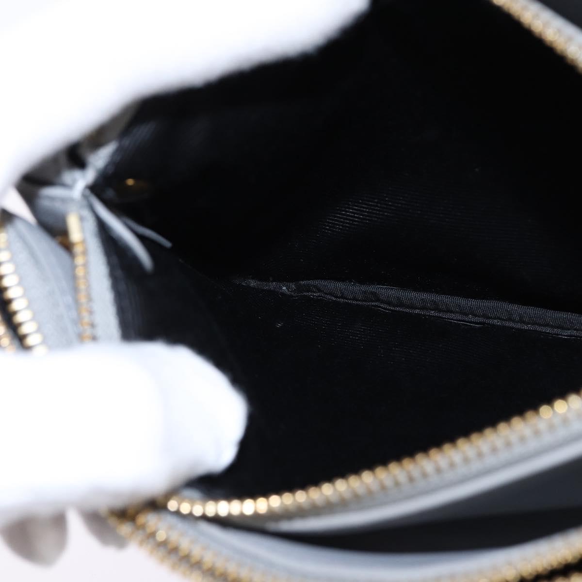 CELINE Trios Mall Shoulder Bag Leather Gray Gold Auth BA7046