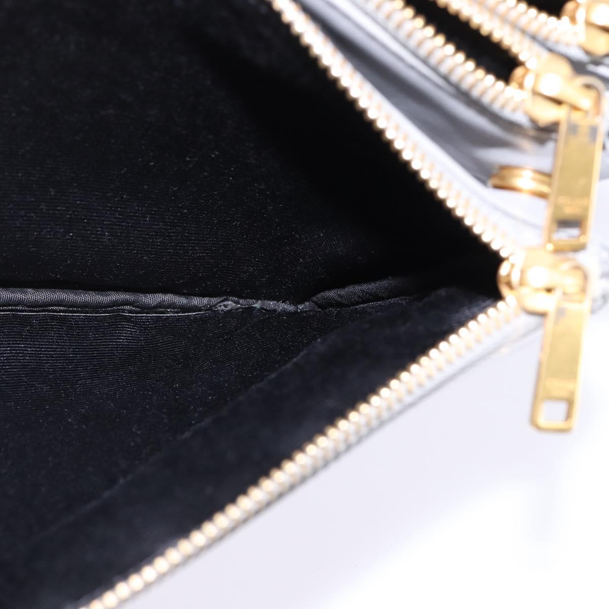 CELINE Trios Mall Shoulder Bag Leather Gray Gold Auth BA7046