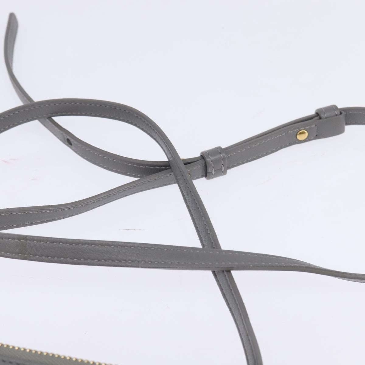 CELINE Trios Mall Shoulder Bag Leather Gray Gold Auth BA7046