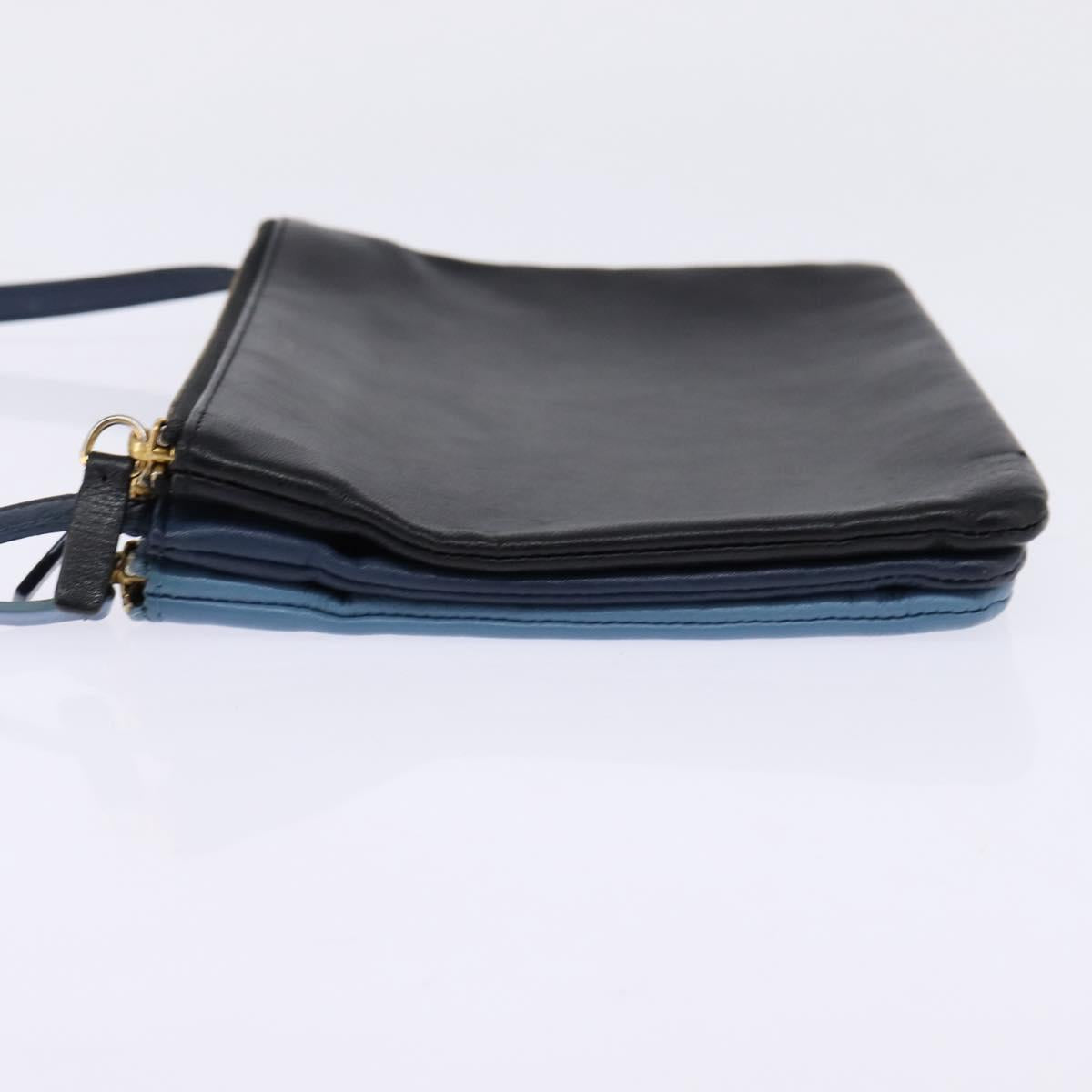 CELINE Trio large Shoulder Bag Leather Multicolor Gold Auth BA7047