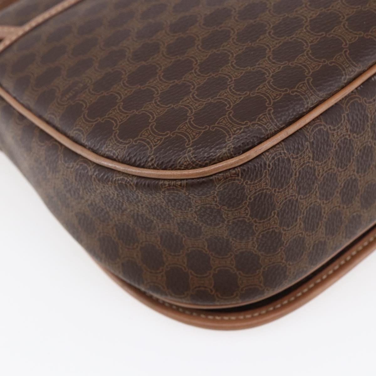 CELINE Macadam Canvas Shoulder Bag PVC Leather Brown Gold Auth BA7049