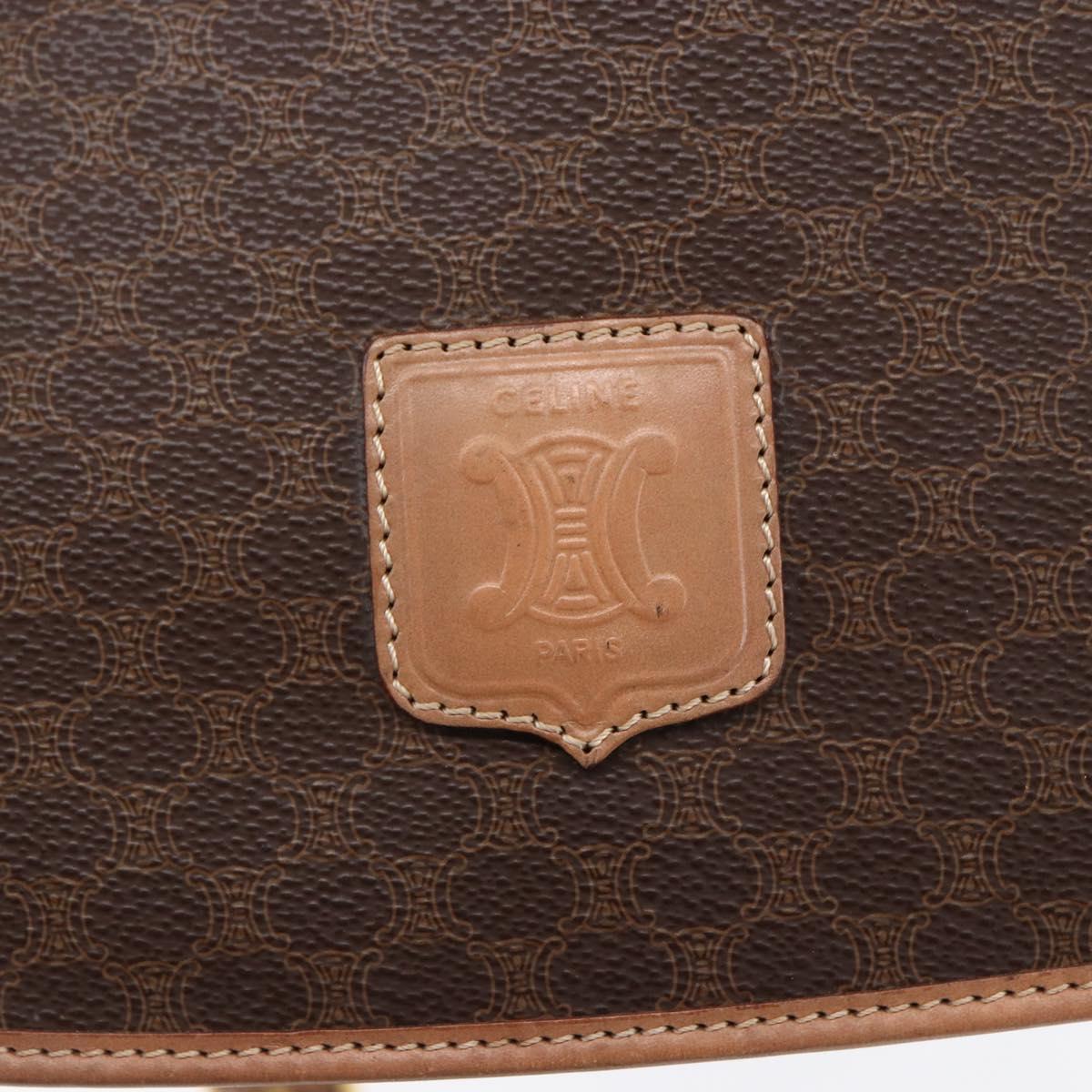 CELINE Macadam Canvas Shoulder Bag PVC Leather Brown Gold Auth BA7049