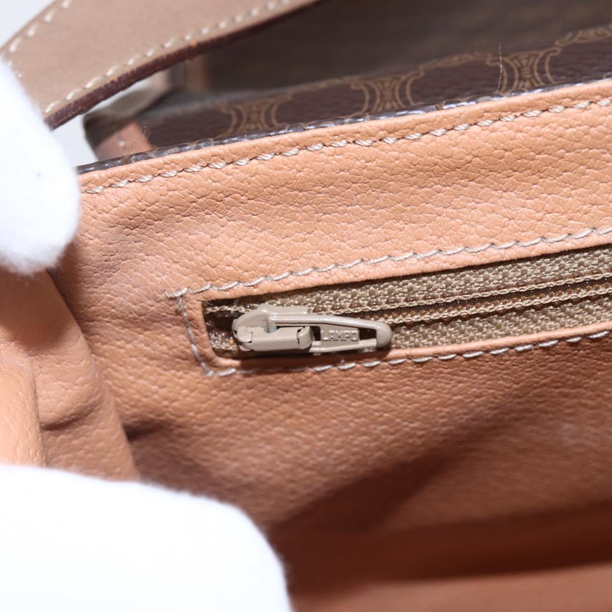 CELINE Macadam Canvas Shoulder Bag PVC Leather Brown Gold Auth BA7049