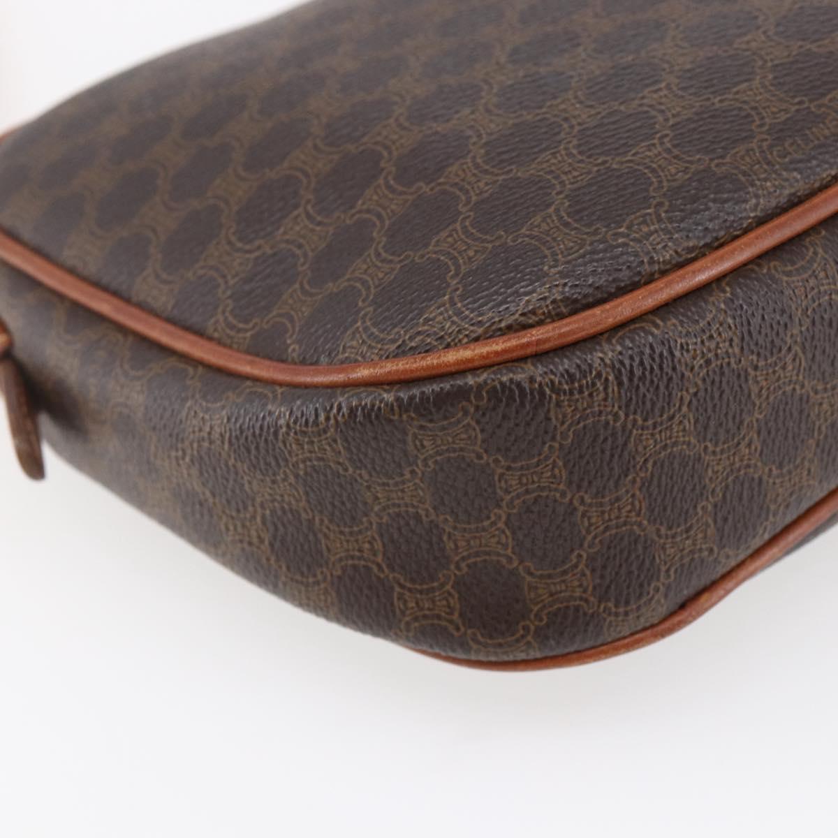 CELINE Macadam Canvas Shoulder Bag PVC Leather Brown Gold Auth BA7050