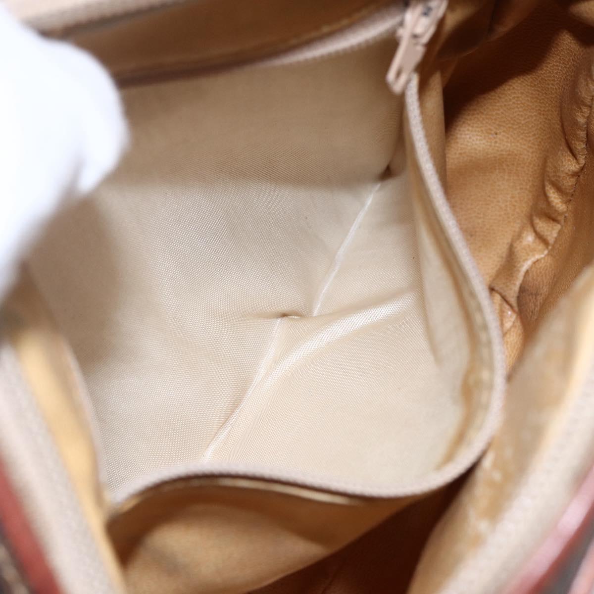 CELINE Macadam Canvas Shoulder Bag PVC Leather Brown Gold Auth BA7050