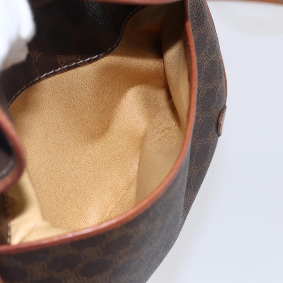 CELINE Macadam Canvas Shoulder Bag PVC Leather Brown Gold Auth BA7050